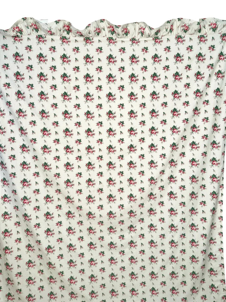 Vtg 1980s Ralph Lauren MARSEILLES Pink Roses Twin Flat Ruffled Sheet Cottagecore