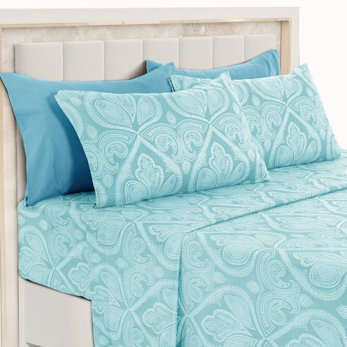 Deep Pocket 6-Piece 1800 Series Microfiber Bed Sheet Set Soft Paisley Pattern Bedding
