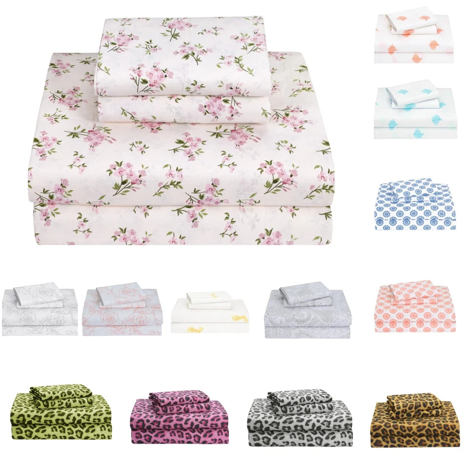 Cotton Sheet Set Full Queen King Size Fitted Flat Sheets 200 Thread Count Luxury