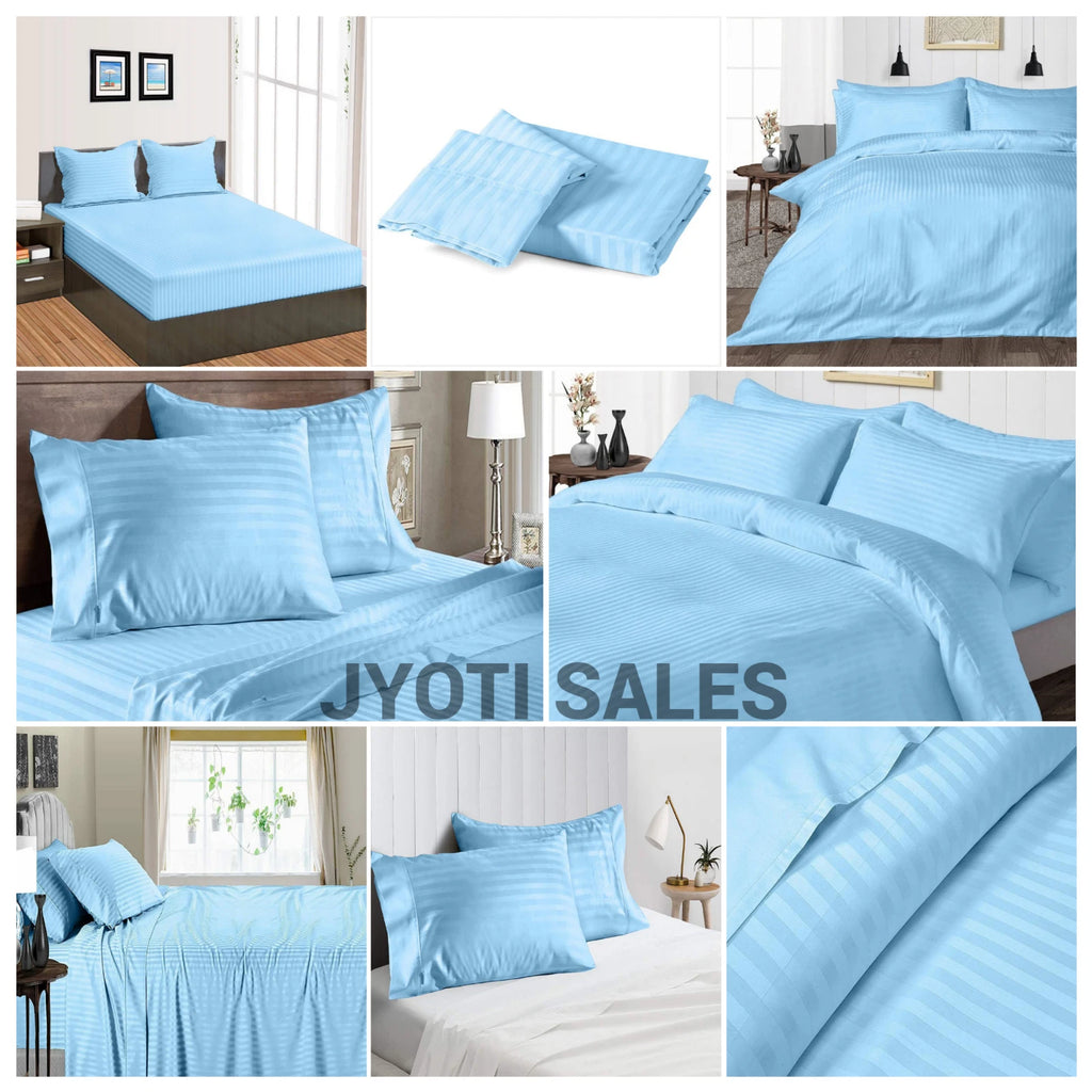 Bedding Collection 1000 OR 1200 TC Egyptian Cotton Sky Blue Stripe Select Item