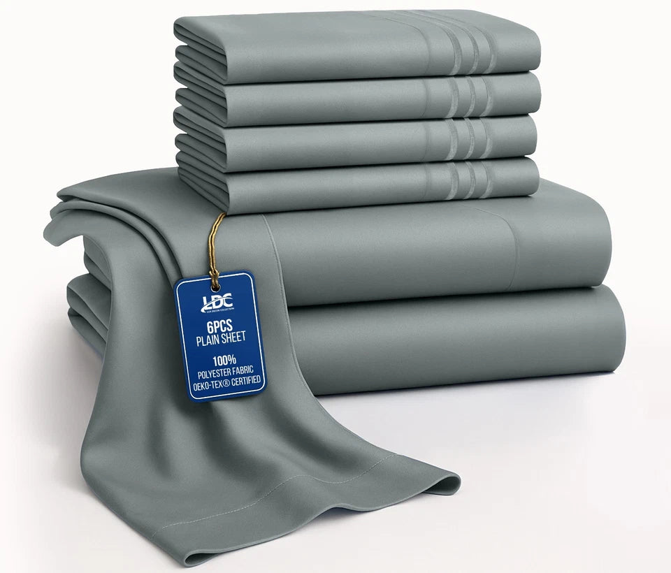 1800 Series 6 Piece Bed Sheet Set Soft Deep Pocket Twin King Queen Full Sheets